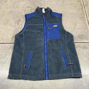vintage l.l. bean deep pile sherpa blue vest size xl